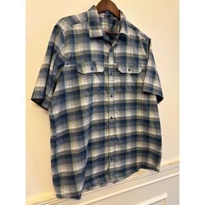 Swisstech Men’s Short Sleeve Plaid Button-Up Shirt- size large